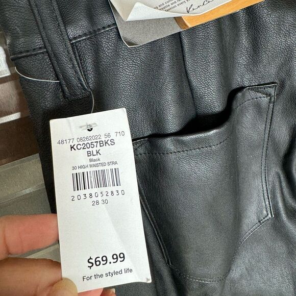 Kancan Slit Leg Faux Leather Flare Leg Pants NWT 28 - Picture 10 of 12